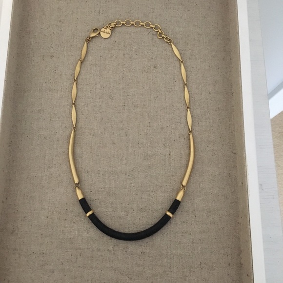 Faux leather and metal necklace